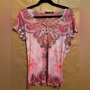 APT 9~ BOHO PULLOVER~ PINK BLOUSE~DECORATIVE~XL